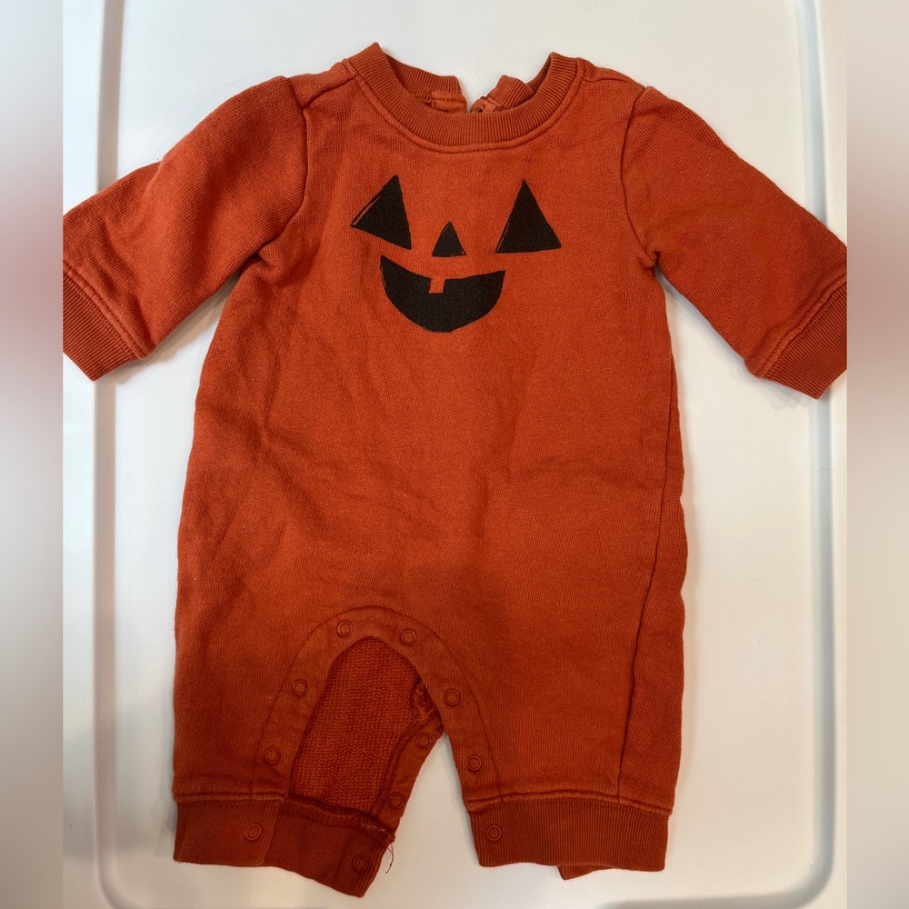Gymboree Orange Jack-o'-Lantern Onesie 100% Cotton - 0-3 Mo
